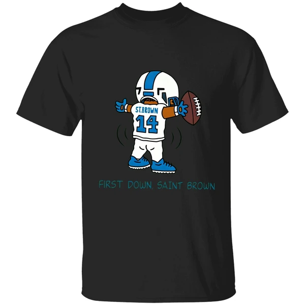 St Brown Detroit Lions First Down Saint Brown Caricature Shirt - Image 9