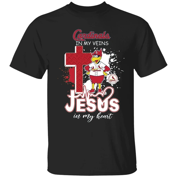 St Louis Cardinals Mascot In My Veins Jesus In My Heart Shirt