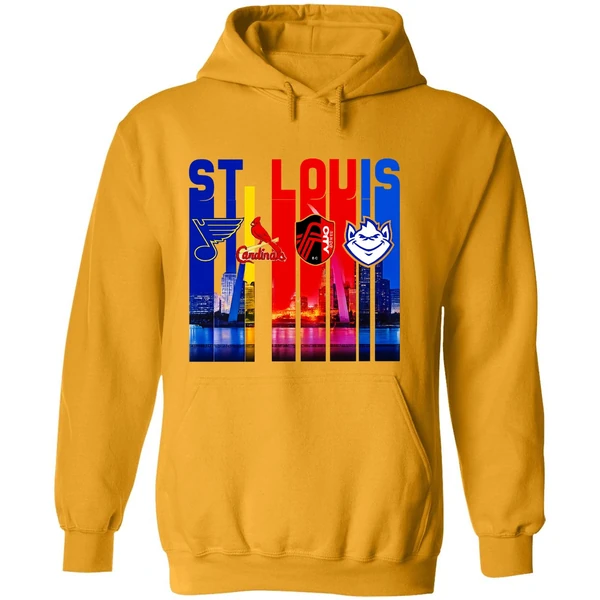 St Louis City Skyline St Louis Blues St Louis Cardinals St Louis City Sc Hoodie