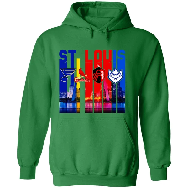 St Louis City Skyline St Louis Blues St Louis Cardinals St Louis City Sc Hoodie - Image 2