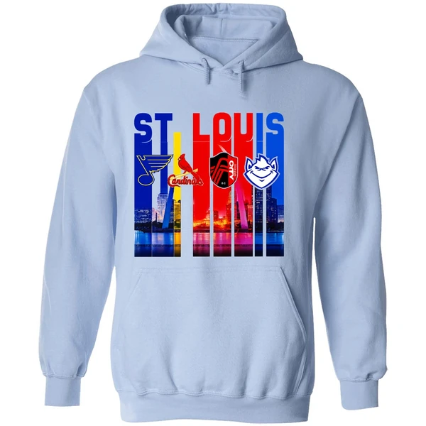 St Louis City Skyline St Louis Blues St Louis Cardinals St Louis City Sc Hoodie - Image 4
