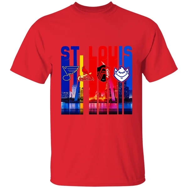 St Louis City Skyline St Louis Blues St Louis Cardinals St Louis City Sc Shirt - Image 4