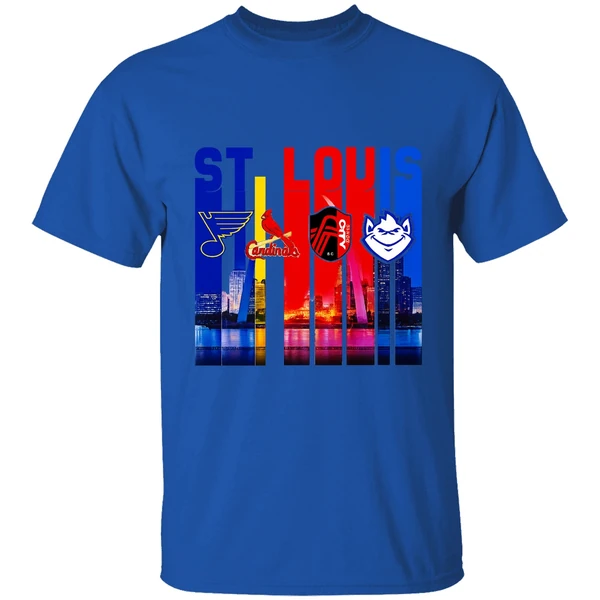 St Louis City Skyline St Louis Blues St Louis Cardinals St Louis City Sc Shirt - Image 5