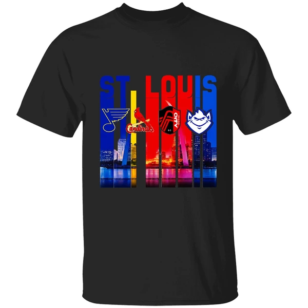 St Louis City Skyline St Louis Blues St Louis Cardinals St Louis City Sc Shirt - Image 7