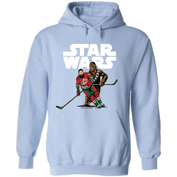 Star Wars Night Carolina Hurricanes Chewbacca Playing Hockey Hoodie - Image 4