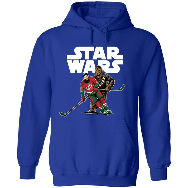 Star Wars Night Carolina Hurricanes Chewbacca Playing Hockey Hoodie - Image 7