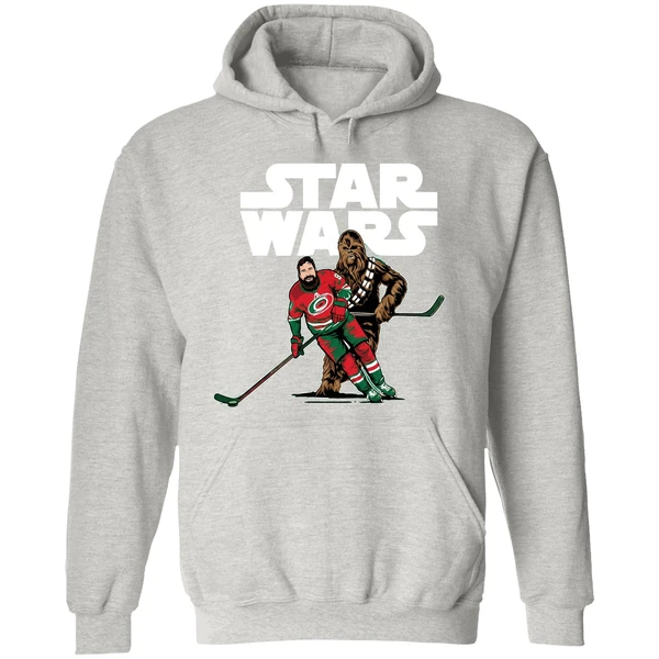 Star Wars Night Carolina Hurricanes Chewbacca Playing Hockey Hoodie - Image 9