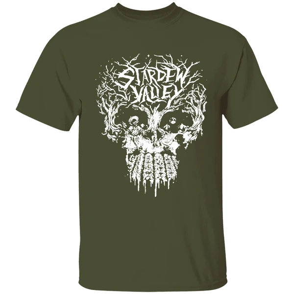 stardew valley skulldew valley shirt militarygreen