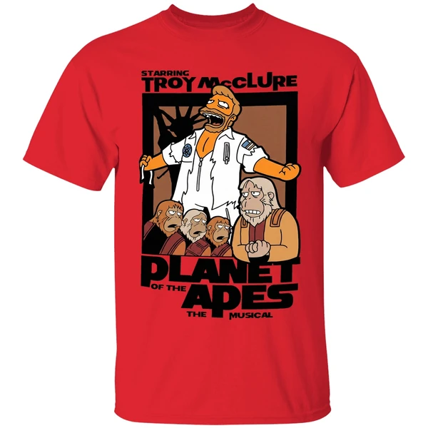 starring troy mcclure planet of the apes the musical shirt red