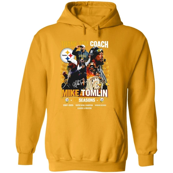 Steelers Thank You Coach Mike Tomlin 19 Seasons 2007 2025 Hoodie