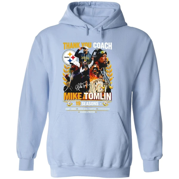 Steelers Thank You Coach Mike Tomlin 19 Seasons 2007 2025 Hoodie - Image 4