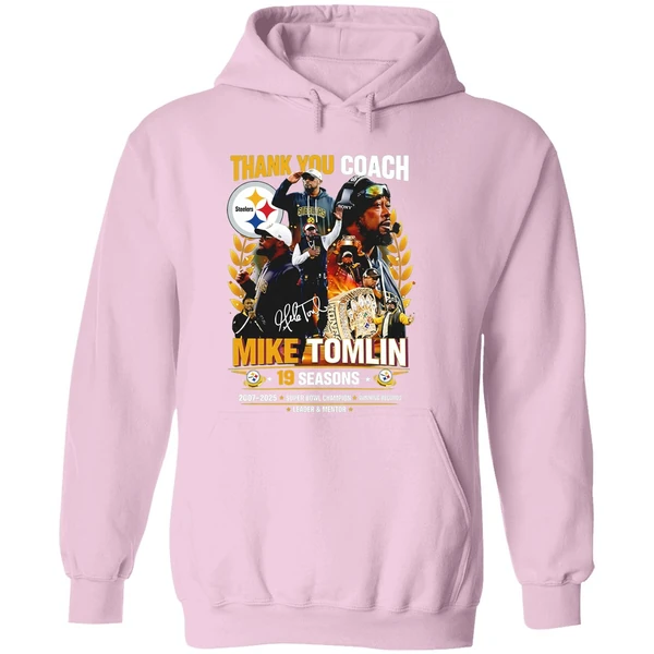 Steelers Thank You Coach Mike Tomlin 19 Seasons 2007 2025 Hoodie - Image 5