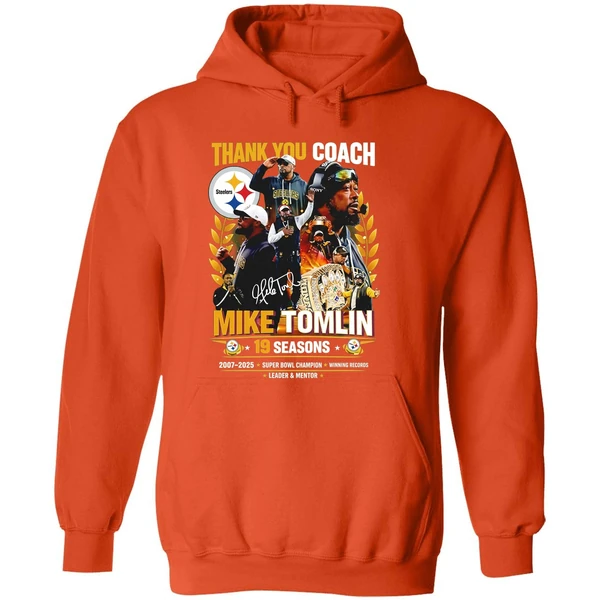 Steelers Thank You Coach Mike Tomlin 19 Seasons 2007 2025 Hoodie - Image 6