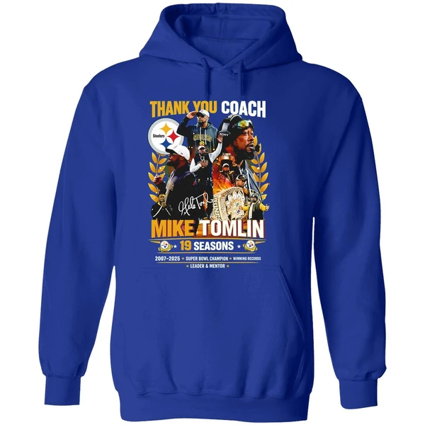 Steelers Thank You Coach Mike Tomlin 19 Seasons 2007 2025 Hoodie - Image 7