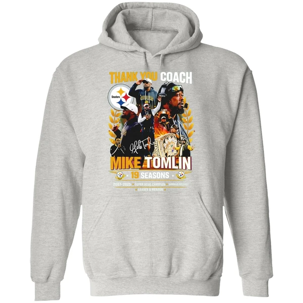 Steelers Thank You Coach Mike Tomlin 19 Seasons 2007 2025 Hoodie - Image 9