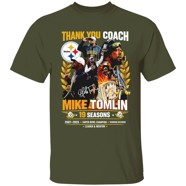 Steelers Thank You Coach Mike Tomlin 19 Seasons 2007 2025 Shirt - Image 4