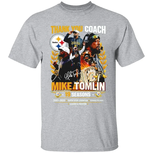 Steelers Thank You Coach Mike Tomlin 19 Seasons 2007 2025 Shirt - Image 9