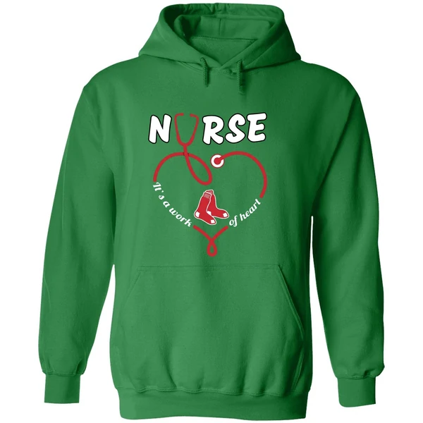 Stethoscope Nurse Boston Red Sox Its A Work Of Heart Hoodie - Image 2