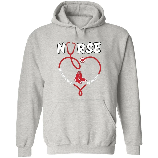 Stethoscope Nurse Boston Red Sox Its A Work Of Heart Hoodie - Image 9