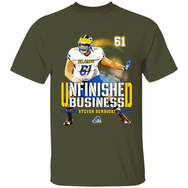 steven demboski delaware football ncaa unfinished business shirt militarygreen