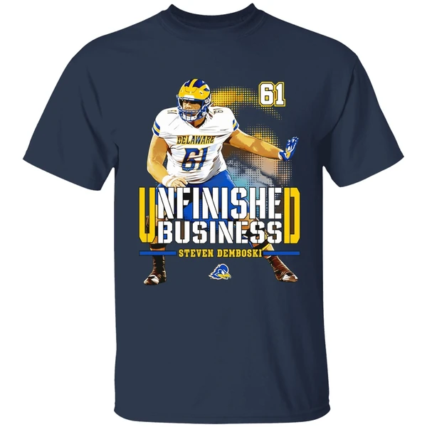 steven demboski delaware football ncaa unfinished business shirt navy