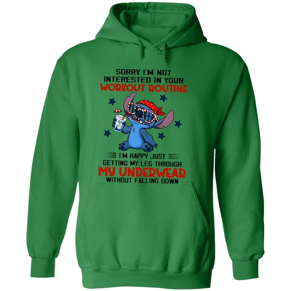 Stitch Sorry Im Not Interested In Your Workout Routine Hoodie - Image 2