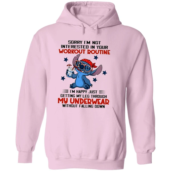 Stitch Sorry Im Not Interested In Your Workout Routine Hoodie - Image 5
