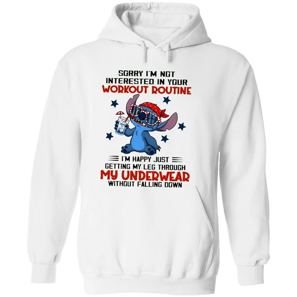 Stitch Sorry Im Not Interested In Your Workout Routine Hoodie - Image 8