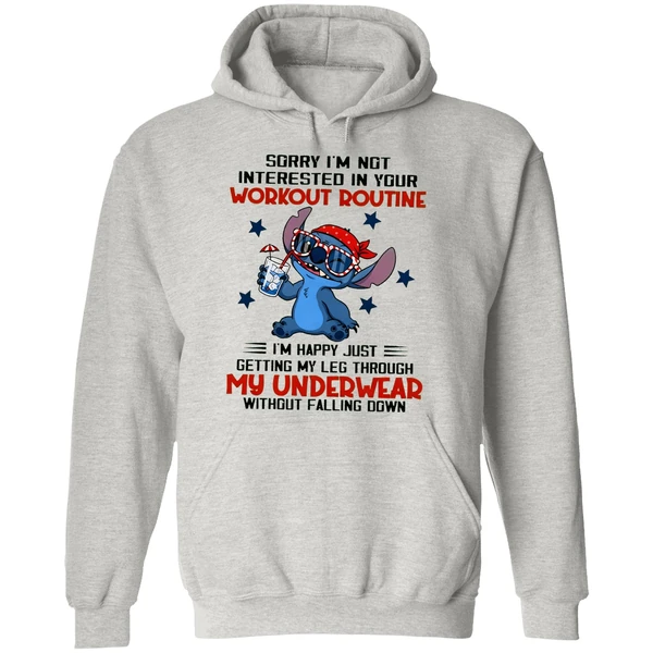 Stitch Sorry Im Not Interested In Your Workout Routine Hoodie - Image 9
