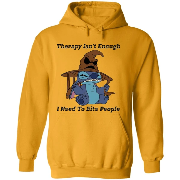Stitch Sorting Hat Therapy Isnt Enough I Need To Bite People 2025 Hoodie