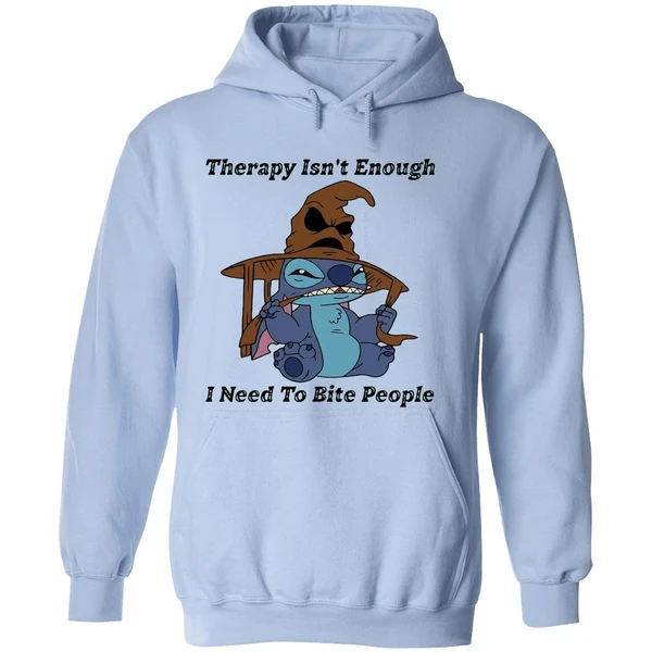 Stitch Sorting Hat Therapy Isnt Enough I Need To Bite People 2025 Hoodie - Image 4