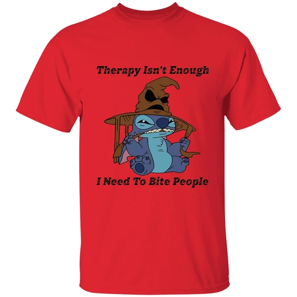 Stitch Sorting Hat Therapy Isnt Enough I Need To Bite People 2025 Shirt - Image 4