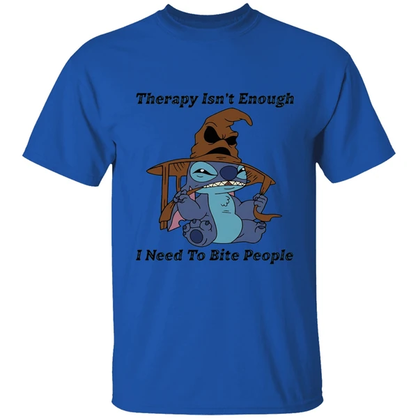Stitch Sorting Hat Therapy Isnt Enough I Need To Bite People 2025 Shirt - Image 5