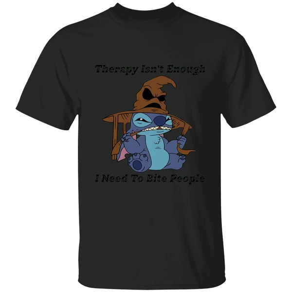 Stitch Sorting Hat Therapy Isnt Enough I Need To Bite People 2025 Shirt - Image 7