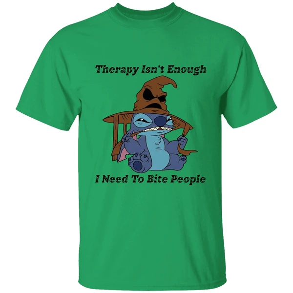 Stitch Sorting Hat Therapy Isnt Enough I Need To Bite People 2025 Shirt - Image 8