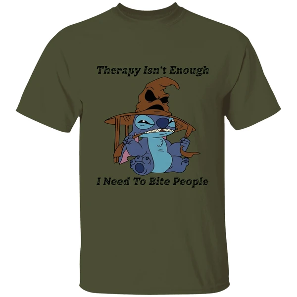 Stitch Sorting Hat Therapy Isnt Enough I Need To Bite People 2025 Shirt - Image 9