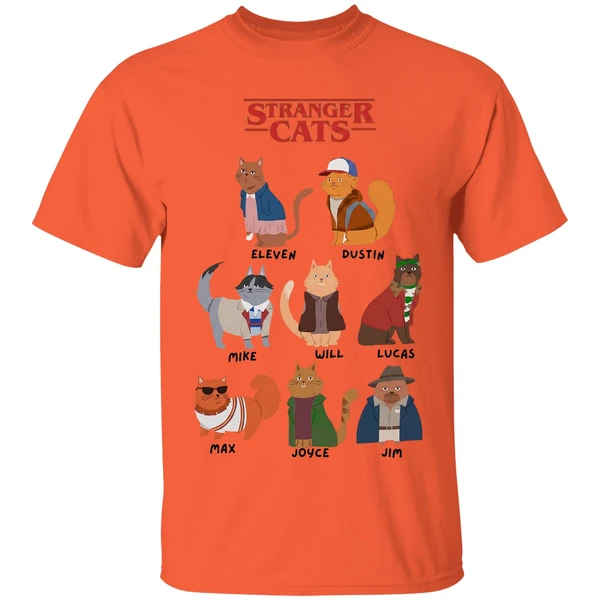stranger cats stranger things shirt orange