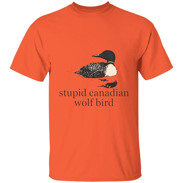 stupid canadian wolf bird shirt orange