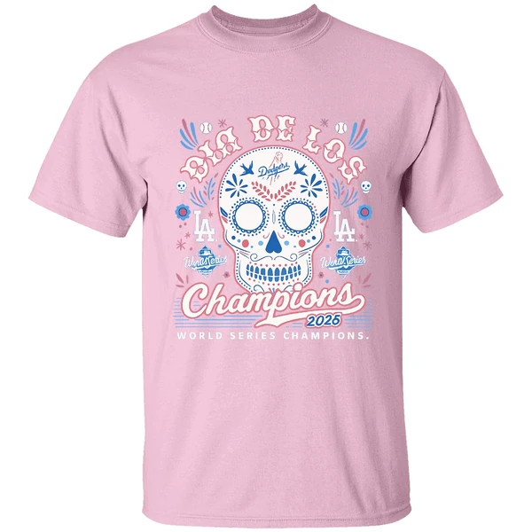 Sugar Skull Dia De Los Champions Los Angeles Dodgers 2025 World Series Champions Shirt - Image 2