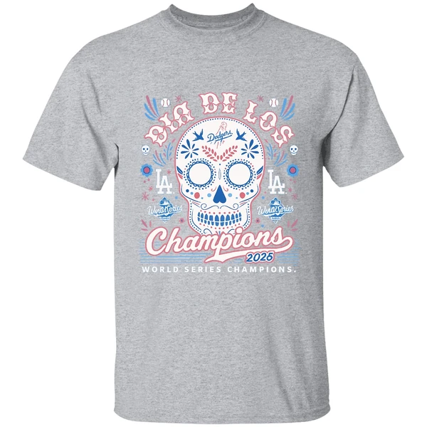 Sugar Skull Dia De Los Champions Los Angeles Dodgers 2025 World Series Champions Shirt