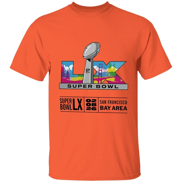super bowl lix san francisco bay area 2026 logo shirt orange