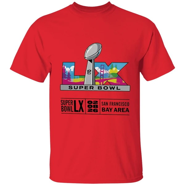 super bowl lix san francisco bay area 2026 logo shirt red