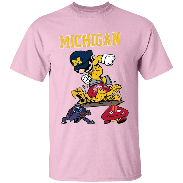 Super Mario Michigan Wolverines Stomp Ohio State Buckeye Penn State And Indiana Hoosiers Shirt - Image 3