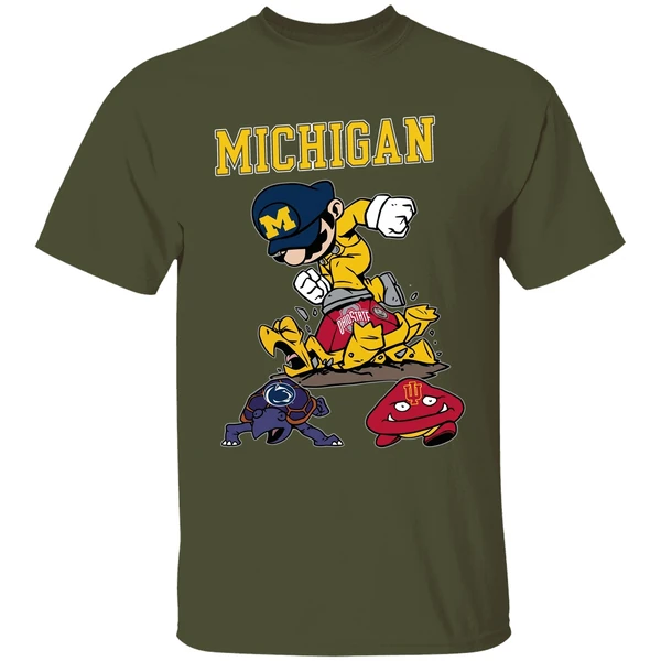 Super Mario Michigan Wolverines Stomp Ohio State Buckeye Penn State And Indiana Hoosiers Shirt - Image 4