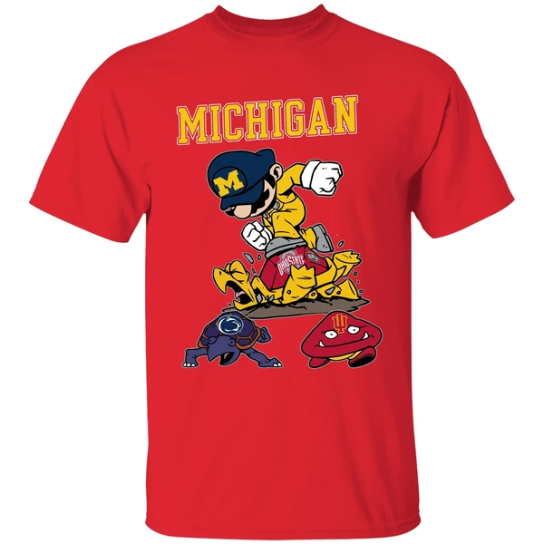 Super Mario Michigan Wolverines Stomp Ohio State Buckeye Penn State And Indiana Hoosiers Shirt - Image 7