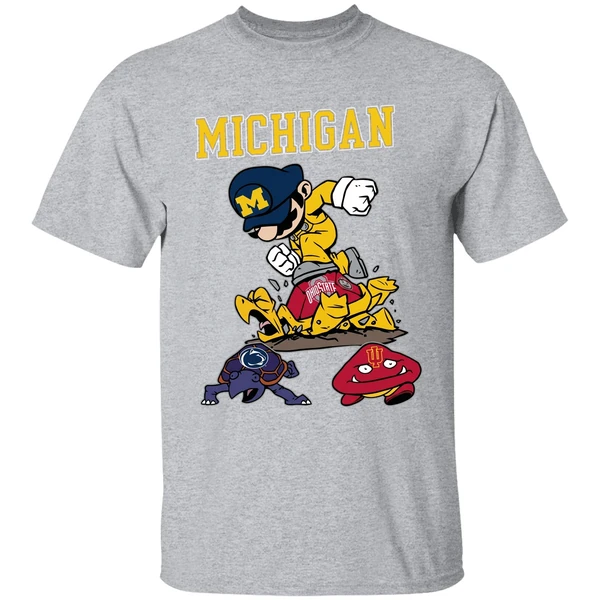 Super Mario Michigan Wolverines Stomp Ohio State Buckeye Penn State And Indiana Hoosiers Shirt - Image 9