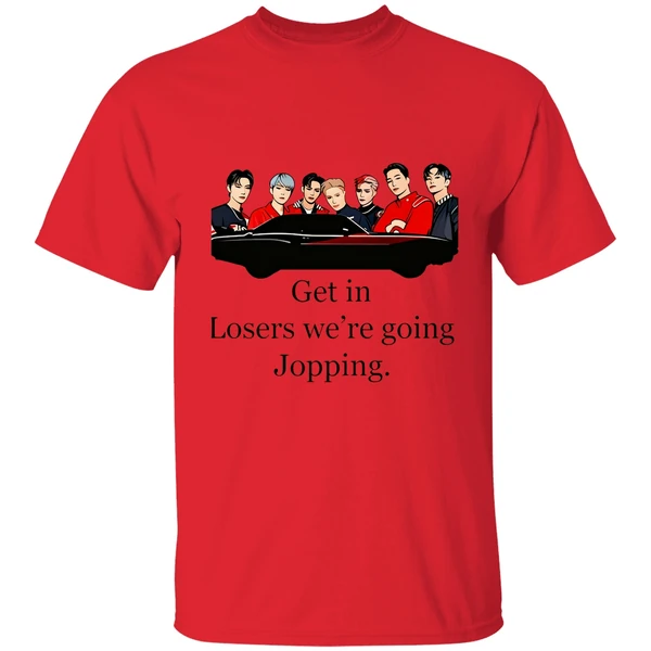 superm get in loser were going jopping shirt red