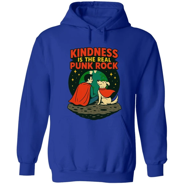 Superman And Krypto Kindness Is The Real Punk Rock Cartoon Hoodie - Image 3