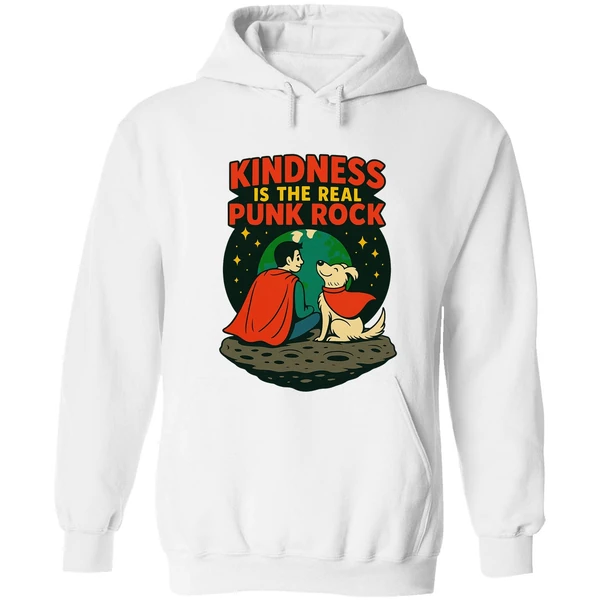 Superman And Krypto Kindness Is The Real Punk Rock Cartoon Hoodie - Image 6