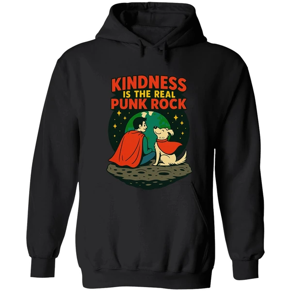 Superman And Krypto Kindness Is The Real Punk Rock Cartoon Hoodie - Image 8